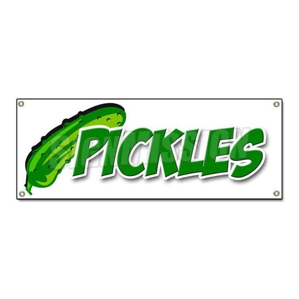 PICKLES BANNER SIGN sour fried dill kosher pickle barrel stand on a stick